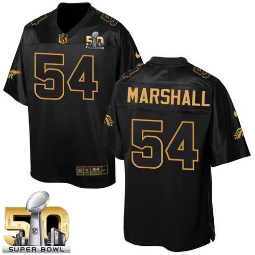 Nike Broncos #54 Brandon Marshall Black Super Bowl 50 Men's Stitched NFL Elite Pro Line Gold Collection Jersey - Click Image to Close